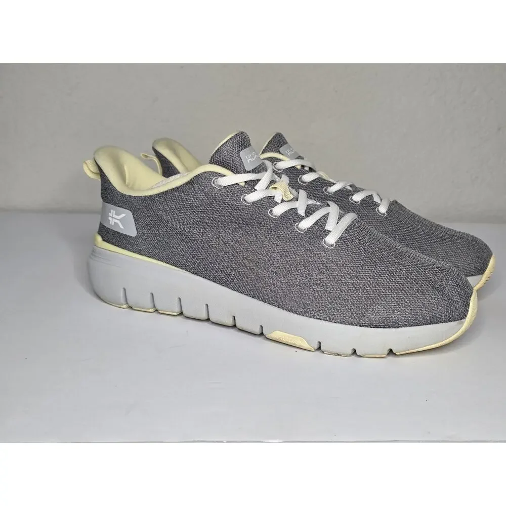KURU Flex Via Women's 10.5 Wide Sneaker Dove Gray-Pale Lime Lace Up Shoe Running